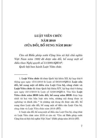  Luật Viên Chức Năm 2010 (Sửa Đổi, Bổ Sung Năm 2019) - Quốc hội (XB 2024) 