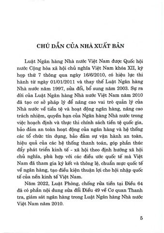  Luật Ngân Hàng Nhà Nước Việt Nam (Hiện Hành) (Sửa Đổi, Bổ Sung 2022) - Quốc hội (XB 2024) 