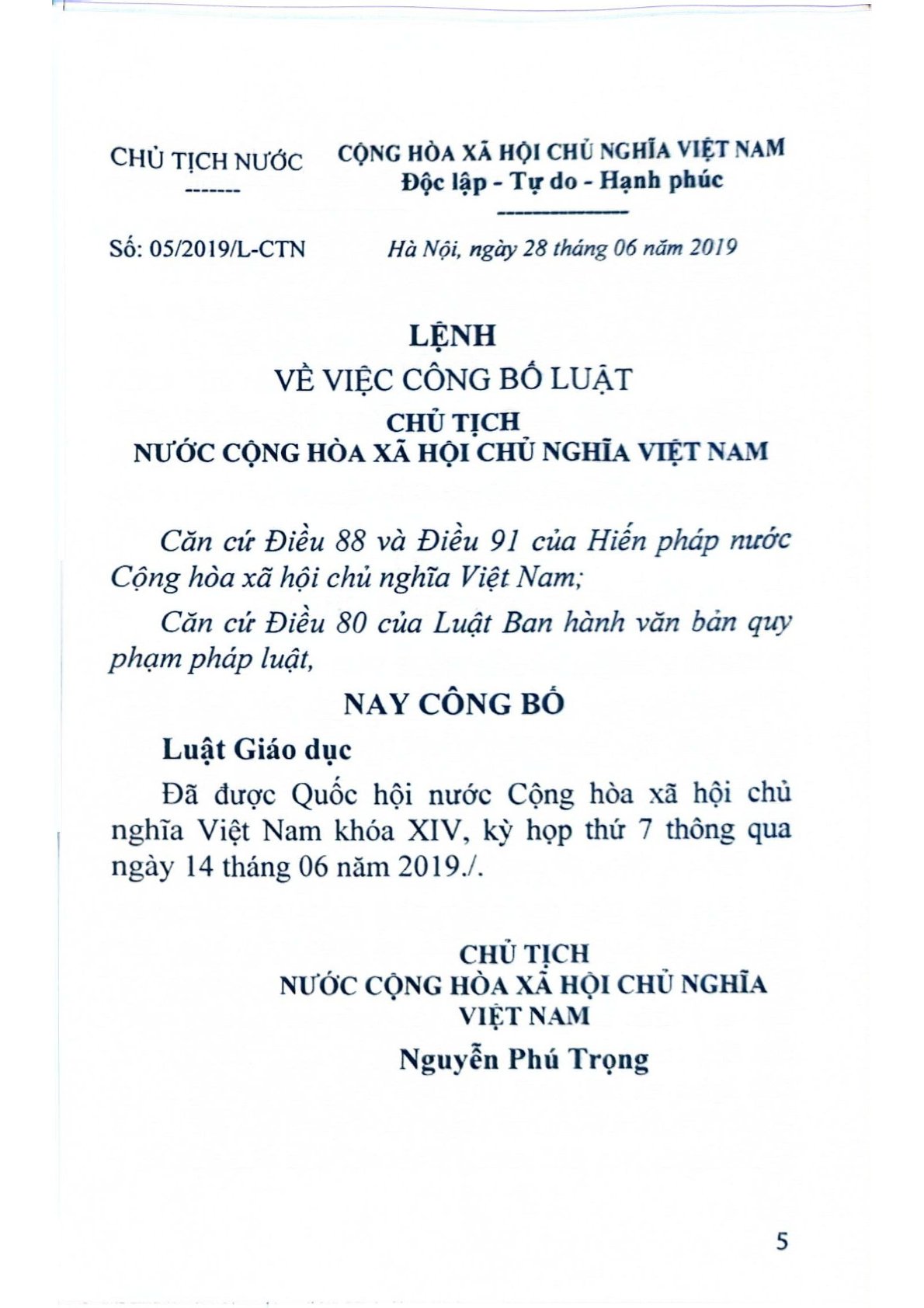 Luật Giáo Dục - Quốc hội