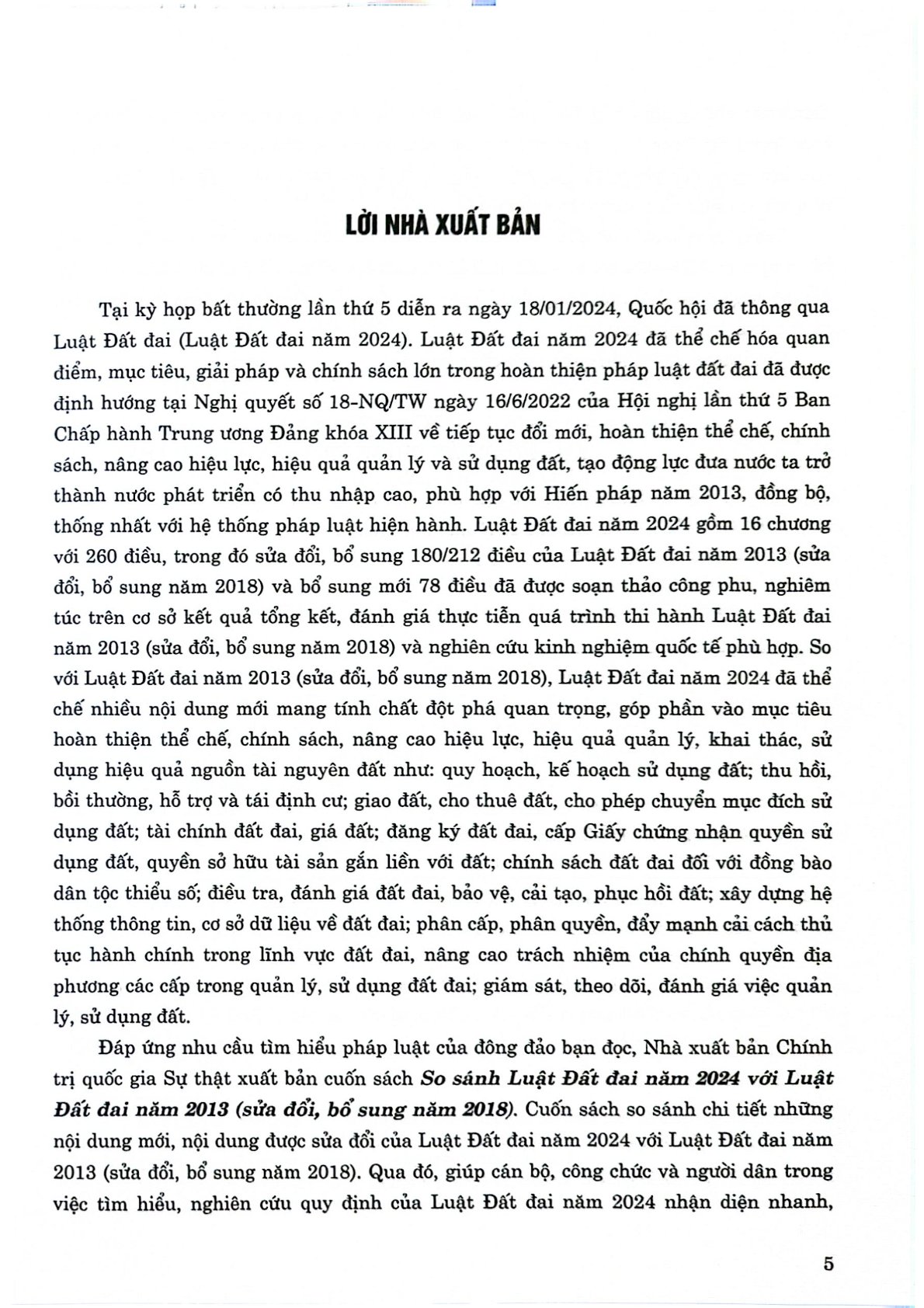 So Sánh Luật Đất Đai Năm 2024 Với Luật Đất Đai Năm 2013 (Sửa Đổi, Bổ Sung Năm 2018) - TS.Nguyễn Thị Thế - Ngô Tuấn Hùng (XB 2024)