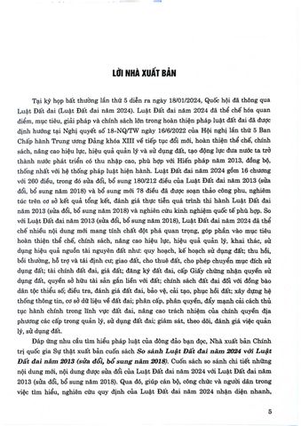  So Sánh Luật Đất Đai Năm 2024 Với Luật Đất Đai Năm 2013 (Sửa Đổi, Bổ Sung Năm 2018) - TS.Nguyễn Thị Thế - Ngô Tuấn Hùng (XB 2024) 