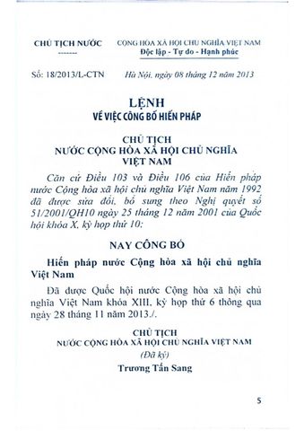  Hiến Pháp Nước Cộng Hòa Xã Hội Chủ Nghĩa Việt Nam (Các Bản Hiến Pháp Năm 2013 - 1992 - 1980 - 1959 - 1946) 