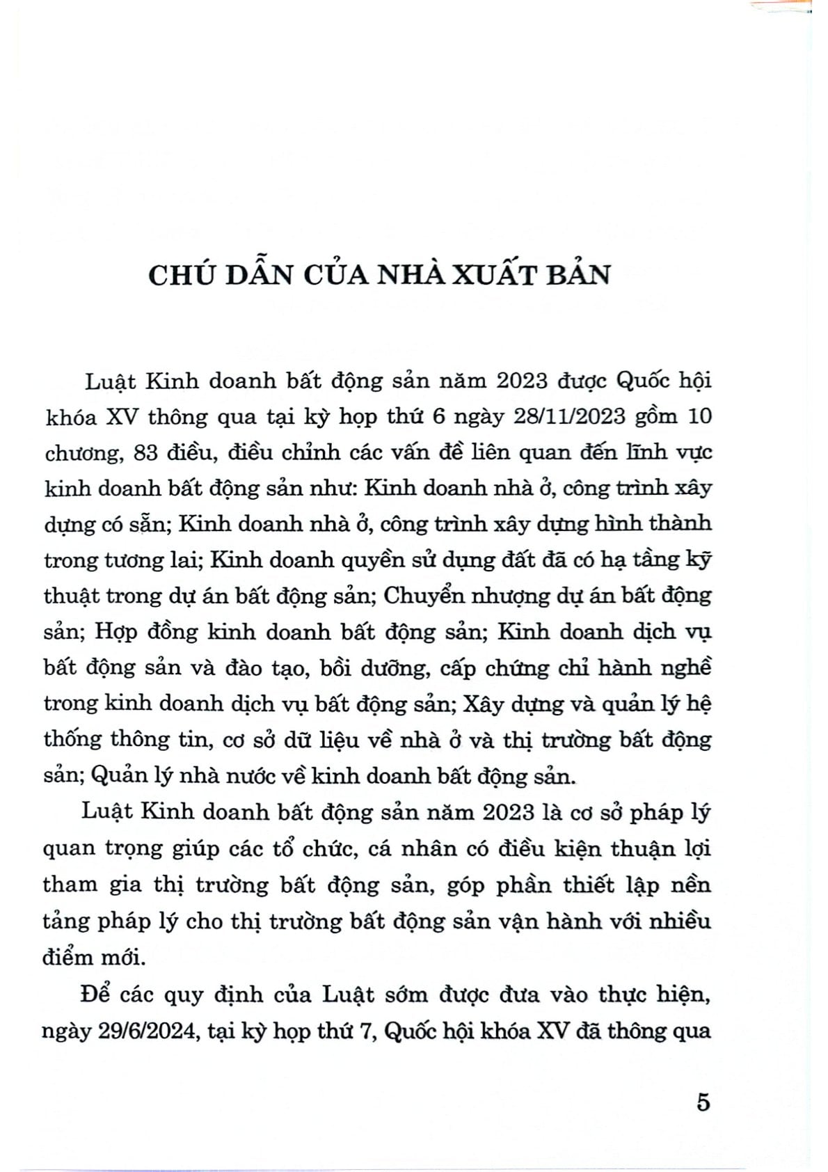 Luật Kinh Doanh Bất Động Sản Năm 2023 (Sửa Đổi, Bổ Sung Năm 2024 - Quốc hội (XB 2024)