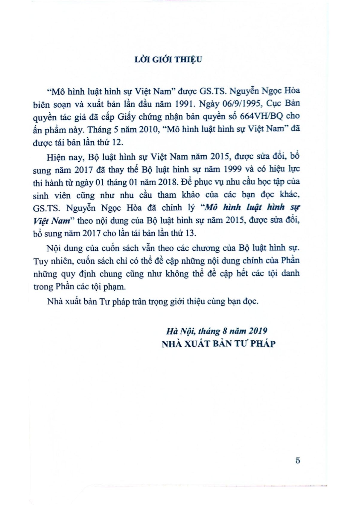 Mô Hình Luật Hình Sự Việt Nam - GS.TS Nguyễn Ngọc Hòa