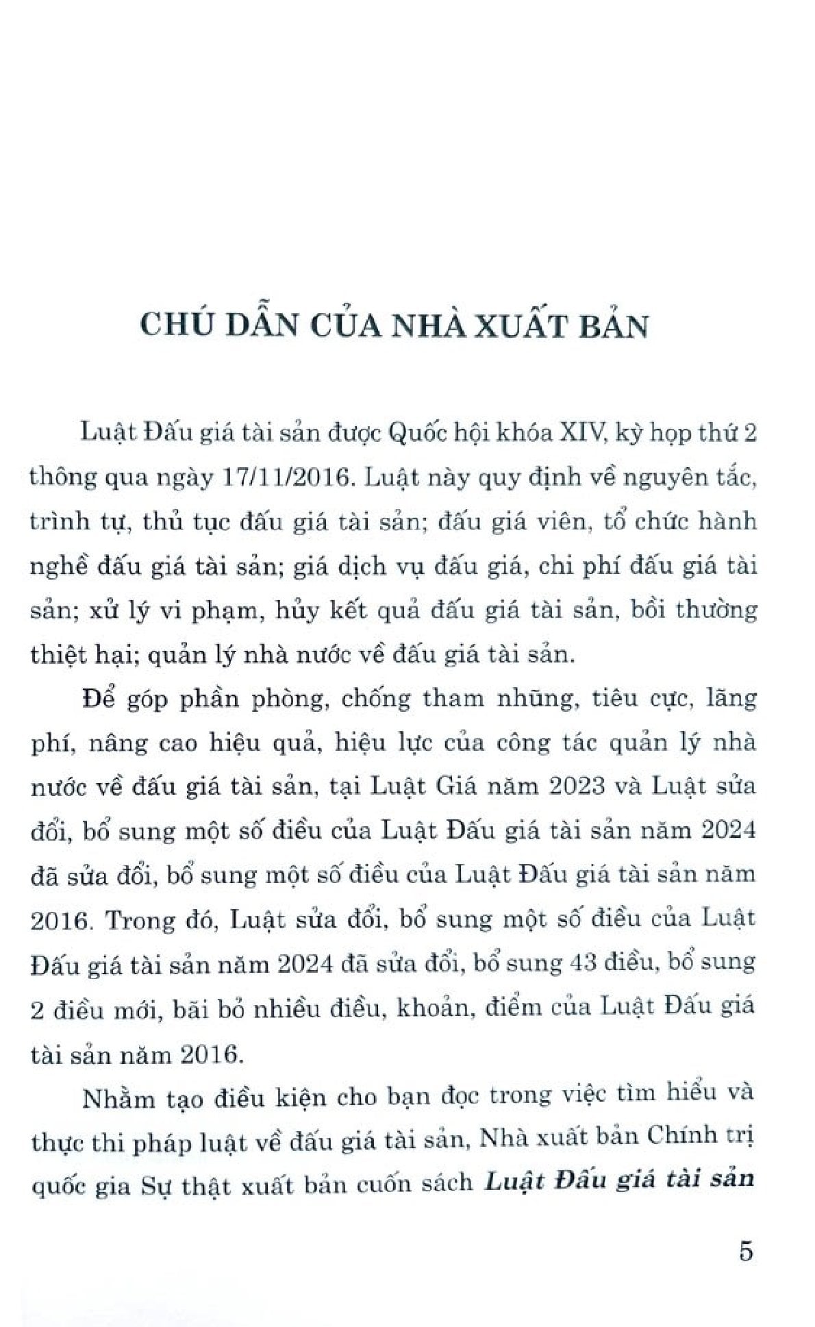 Luật Đấu Giá Tài Sản Năm 2016 (Sửa Đổi, Bổ Sung Năm 2023, 2024) - Quốc hội (XB 2024)