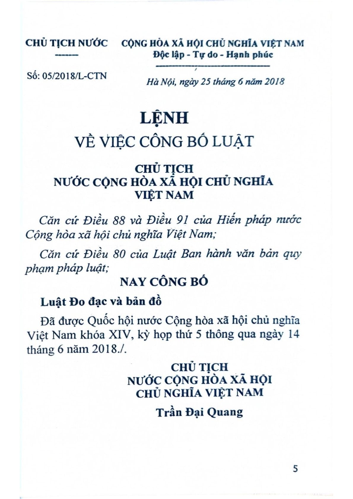 Luật Đo Đạc Và Bản Đồ - Quốc Hội