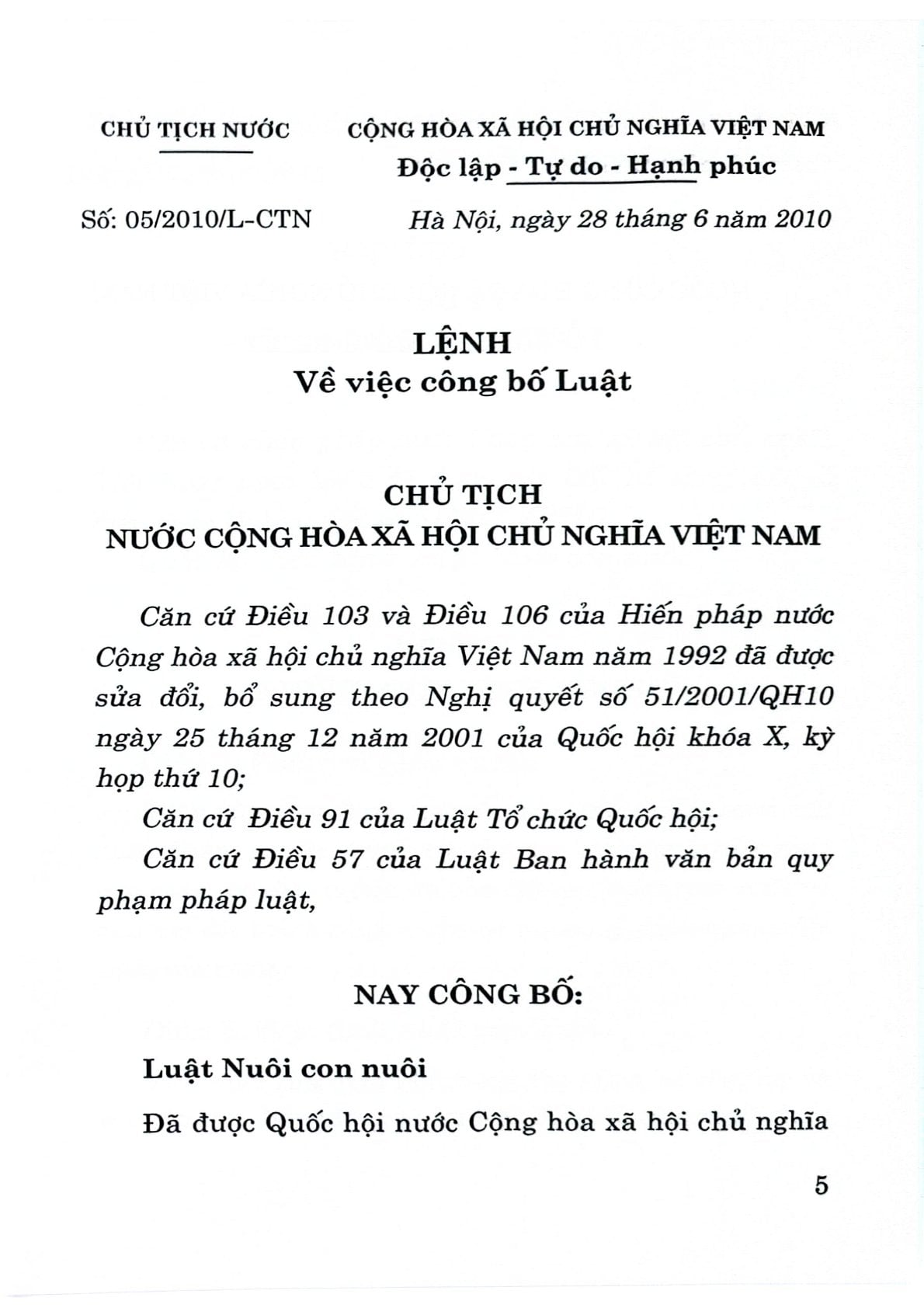 Luật Con Nuôi Năm 2010 - Quốc hội (XB 2024)