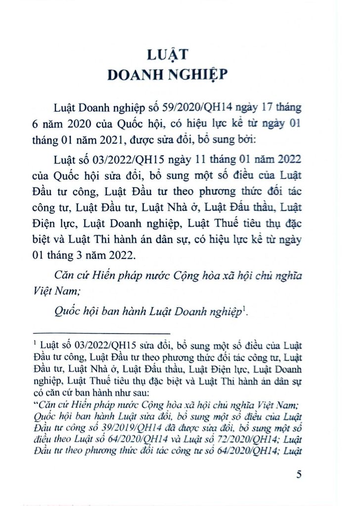  Luật Doanh Nghiệp ( Sửa Đổi, Bổ Sung Năm 2022) - Quốc hội 
