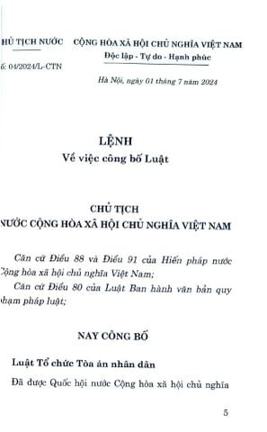  Luật Tổ Chức Tòa Án Nhân Dân Năm 2024 - Quốc hội (Chính Trị QG) (XB 2024) 