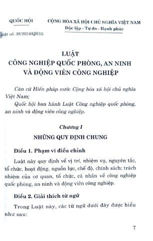  Luật Công Nghiệp Quốc Phòng, An Ninh Và Động Viên Công Nghiệp 2024 - Quốc hội (XB 2024) 