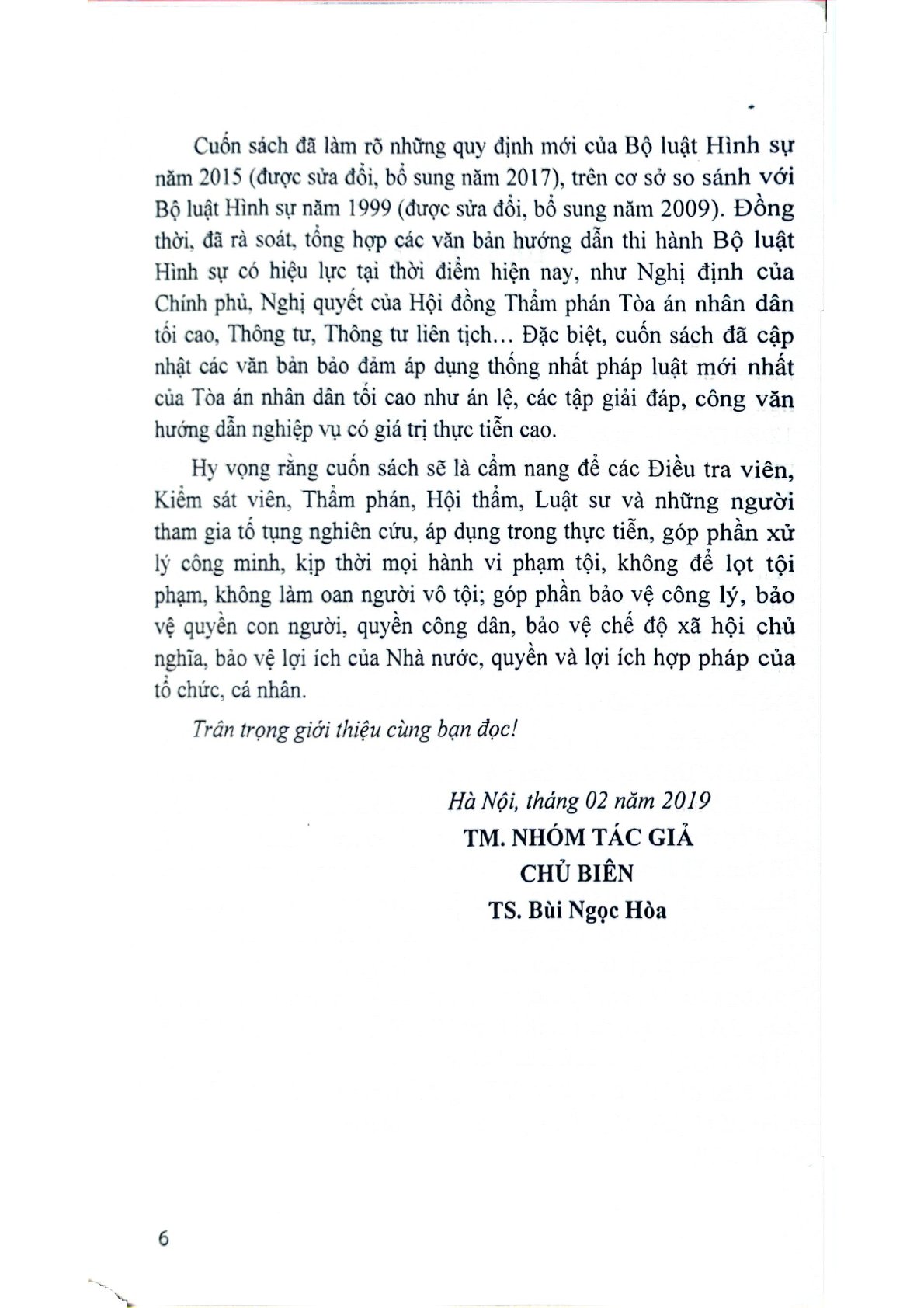 Những Điểm Mới Của Bộ Luật Hình Sự Năm 2015 ( Sđ, Bs Năm 2017) Và Các Văn Bản Hướng Dẫn Thi Hành  - TS. Bùi Ngọc Hòa ( Chủ biên)