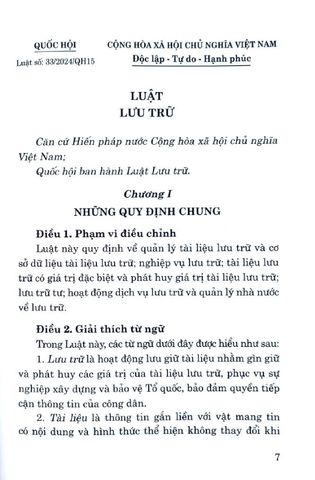  Luật Lưu Trữ Năm 2024 - Quốc hội (XB 2024) 