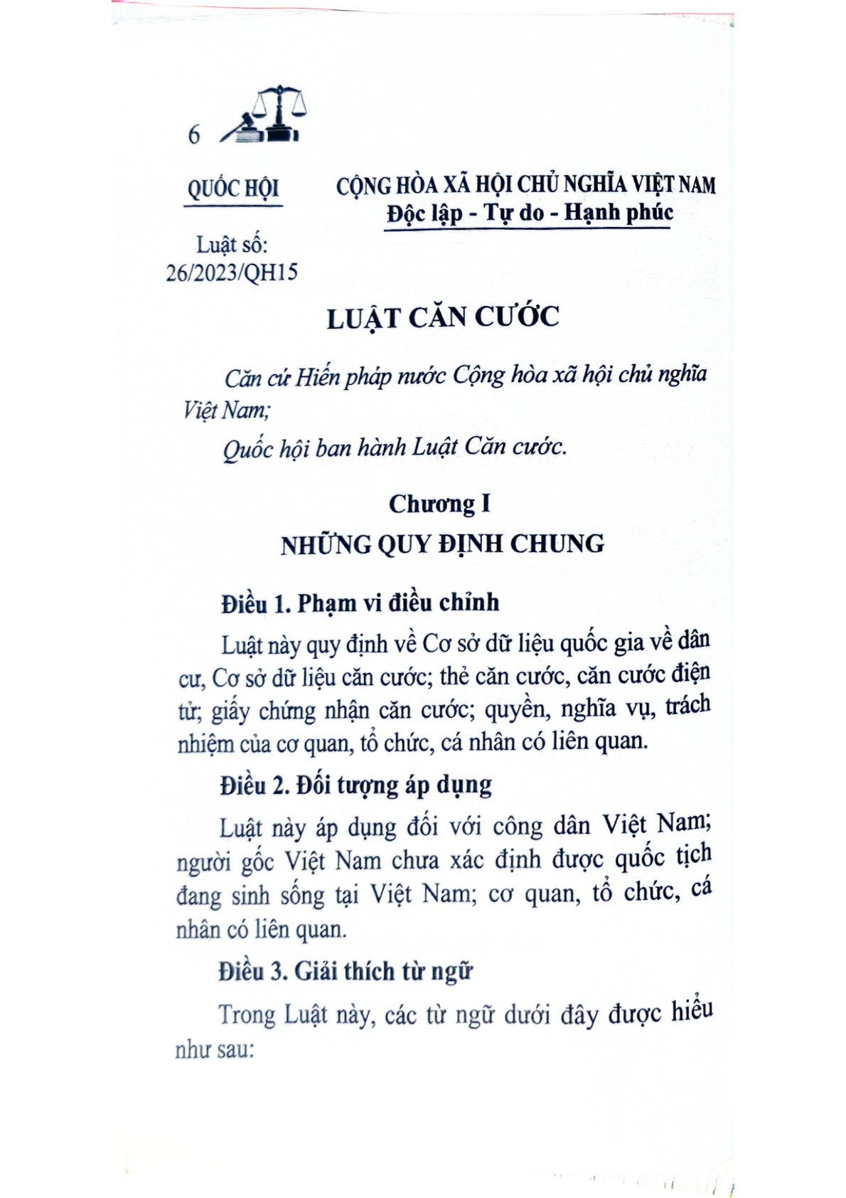 Luật Căn Cước - Quốc hội