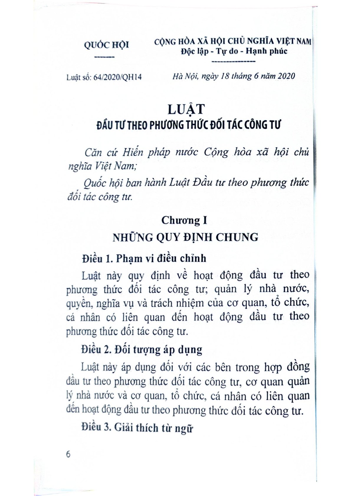 Luật Đầu Tư Theo Phương Thức Đối Tác Công Tư Năm 2020 - Quốc hội