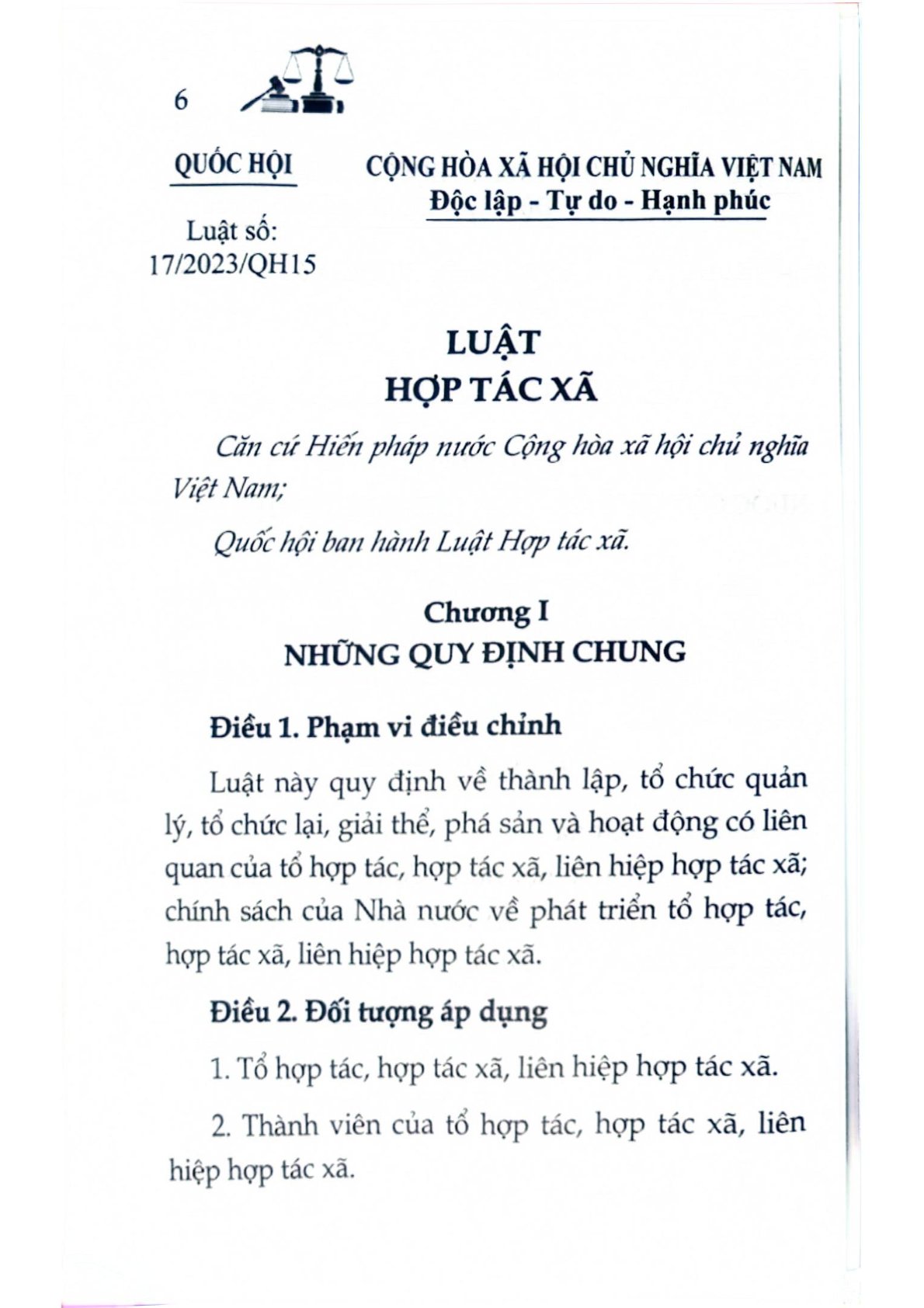 Luật Hợp Tác Xã Năm 2023 - Quốc Hội