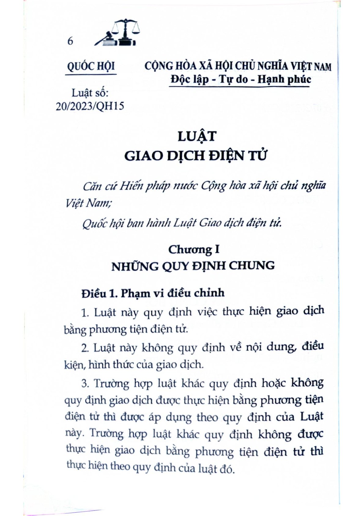 Luật Giao Dịch Điện Tử Năm 2023 - Quốc Hội