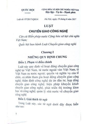  Luật Chuyển Giao Công Nghệ (Có Hiệu Lực Thi Hành Từ Ngày 01/7/2018) - Quốc Hội 