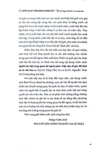  Quyền Lực Mỹ Trong Quan Hệ Ngoại Giao Tiếp Cận Từ Góc Độ Lịch Sử Và Văn Hóa (Sách Chuyên Khảo) - PGS.TS. Đặng Cẩm Tú (XB 2023) 