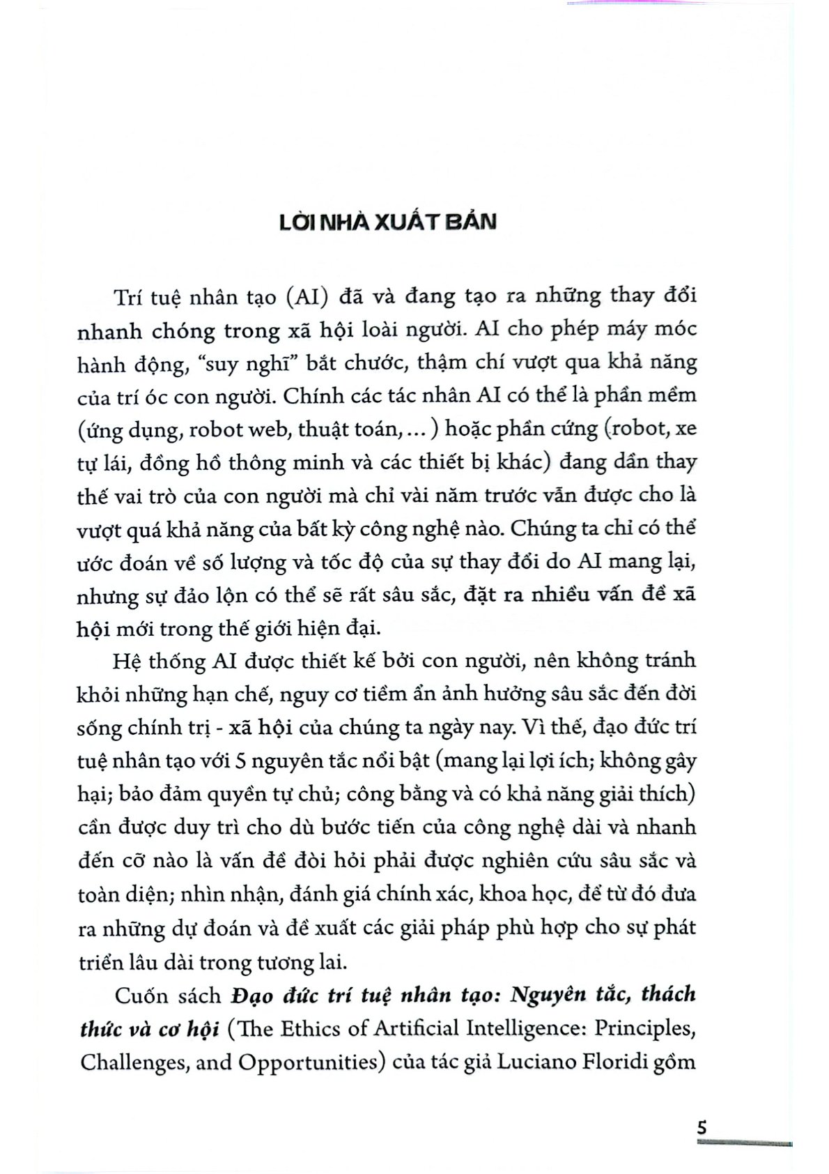 Đạo Đức Trí Tuệ Nhân Tạo - Nguyên Tắc, Thách Thức Và Cơ Hội (Sách Tham Khảo) - Luciano Floridi (CTQG)