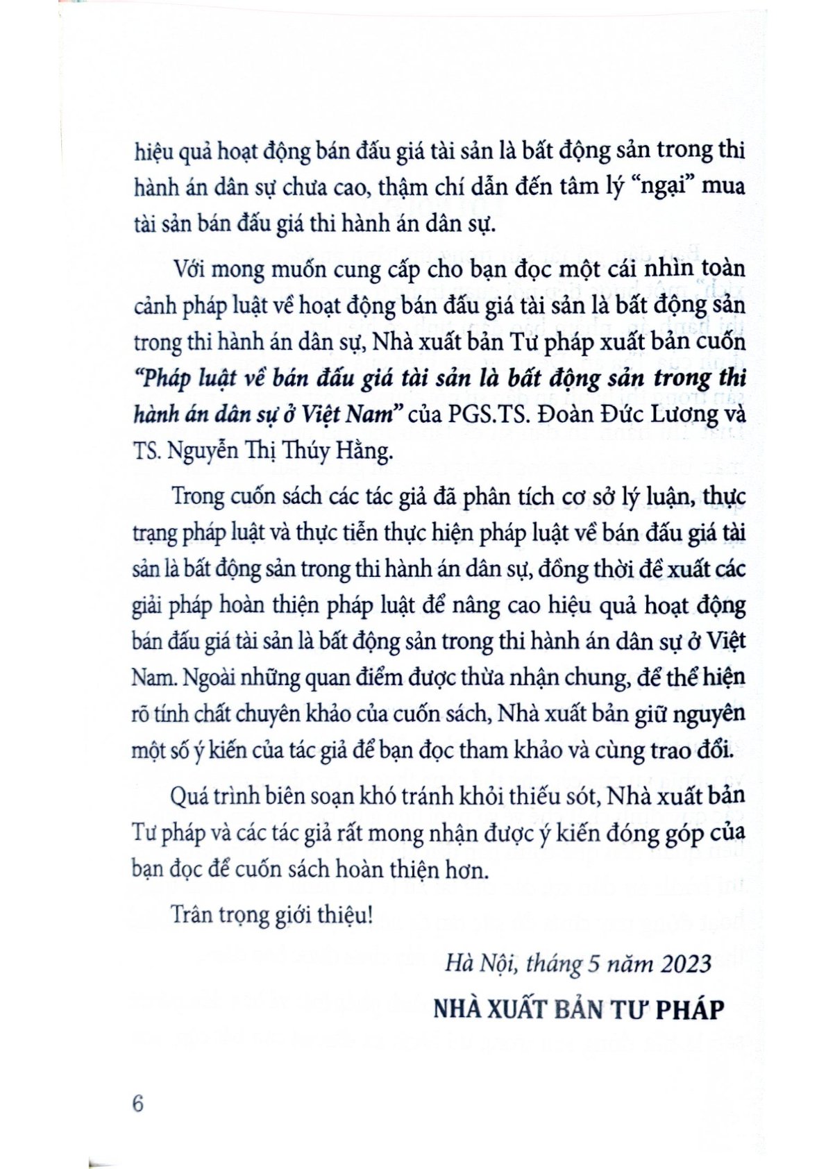 Pháp Luật Về Bán Đấu Giá Tài Sản Là Bất Động Sản Trong Thi Hành Án Dân Sự Ở Việt Nam  - PGS.TS.Trần Đức Lương - TS. Nguyễn Thị Thúy Hằng