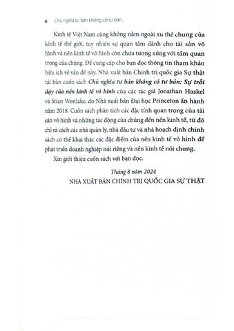  Chủ Nghĩa Tư Bản Không Có Tư Bản – Sự Trỗi Dậy Của Nền Kinh Tế Vô Hình - Jonathan Haskel và Stian Westlake 
