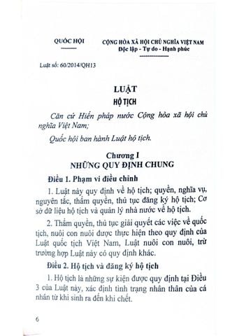  Luật Hộ Tịch  - Quốc hội 