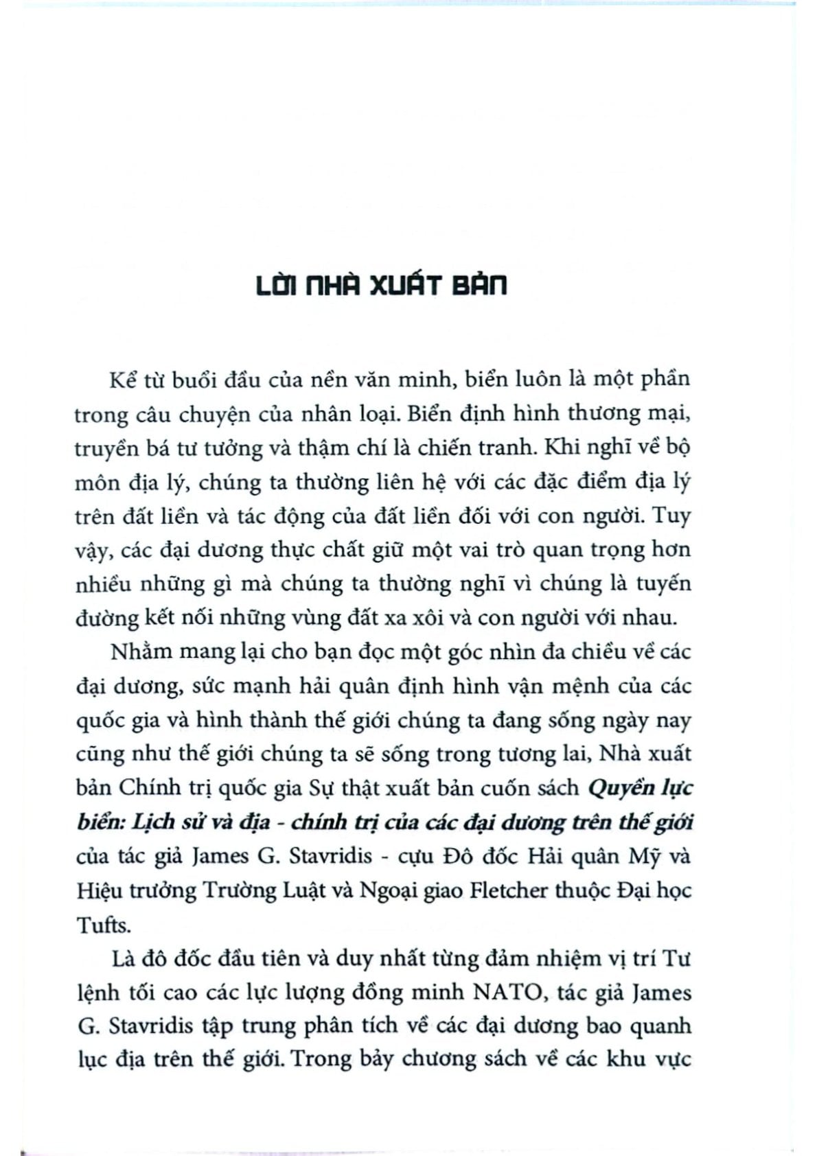 Quyền Lực Biển - Lịch Sử Và Địa - Chính Trị Của Các Đại Dương Trên Thế Giới - James G. Stavridis (CTQG)