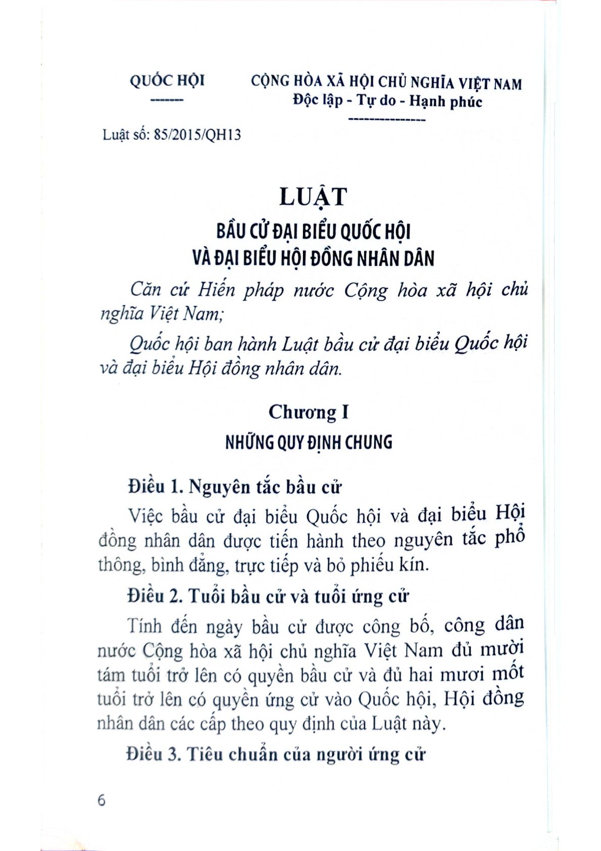 Luật Bầu Cử Đại Biểu Quốc Hội Và Đại Biểu Hội Đồng Nhân Dân  - Quốc hội