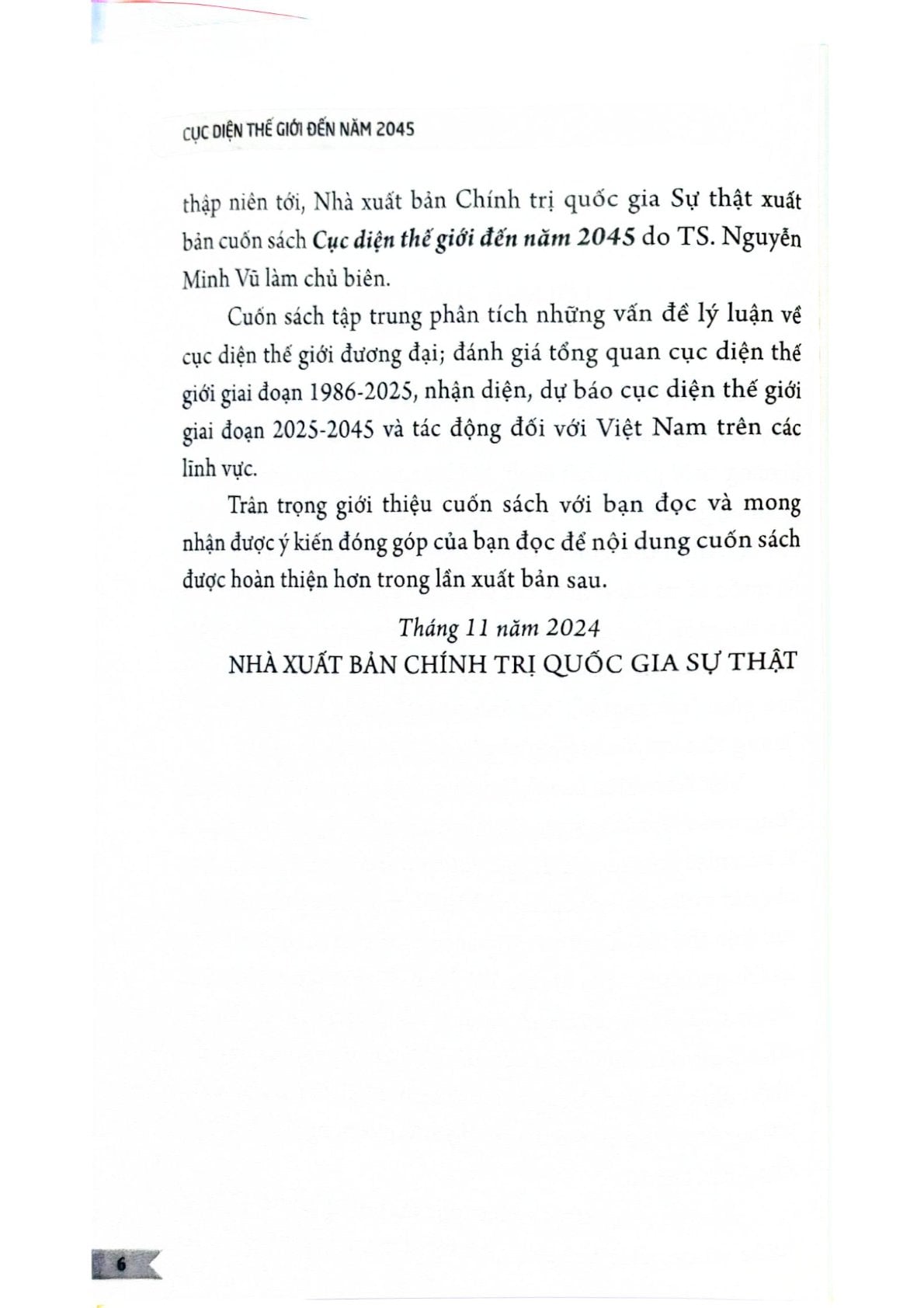 Cục Diện Thế Giới Đến Năm 2045 - TS. Nguyễn Minh Vũ 
(Chủ biên) (CTQG)