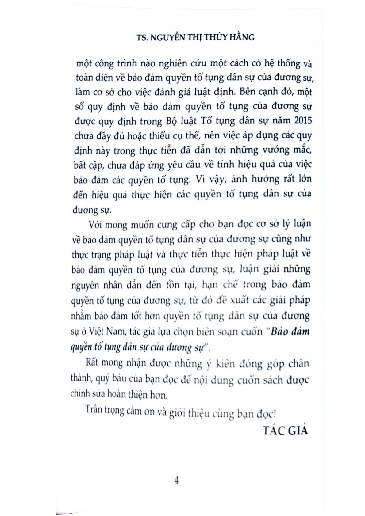 Bảo Đảm Quyền Tố Tụng Dân Sự Của Đương Sự ( Sách Chuyên Khảo)  - TS. Nguyễn Thị Thúy Hằng