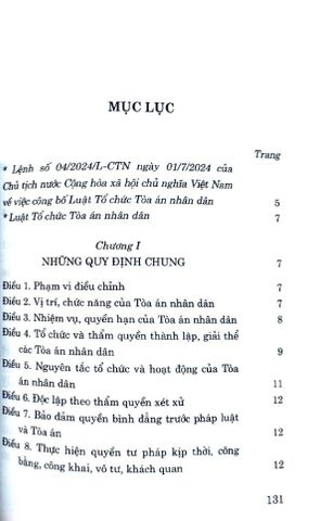  Luật Tổ Chức Tòa Án Nhân Dân Năm 2024 - Quốc hội (Chính Trị QG) (XB 2024) 