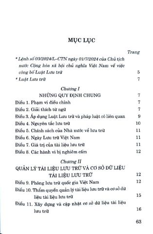  Luật Lưu Trữ Năm 2024 - Quốc hội (XB 2024) 