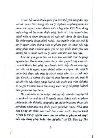  Triết Lý Xử Lý Người Chưa Thành Niên Vi Phạm Và Thực Tiễn Xây Dựng Pháp Luật Trên Thế Giới ( Sách Chuyên Khảo) - TS. Đào Lệ Thu 