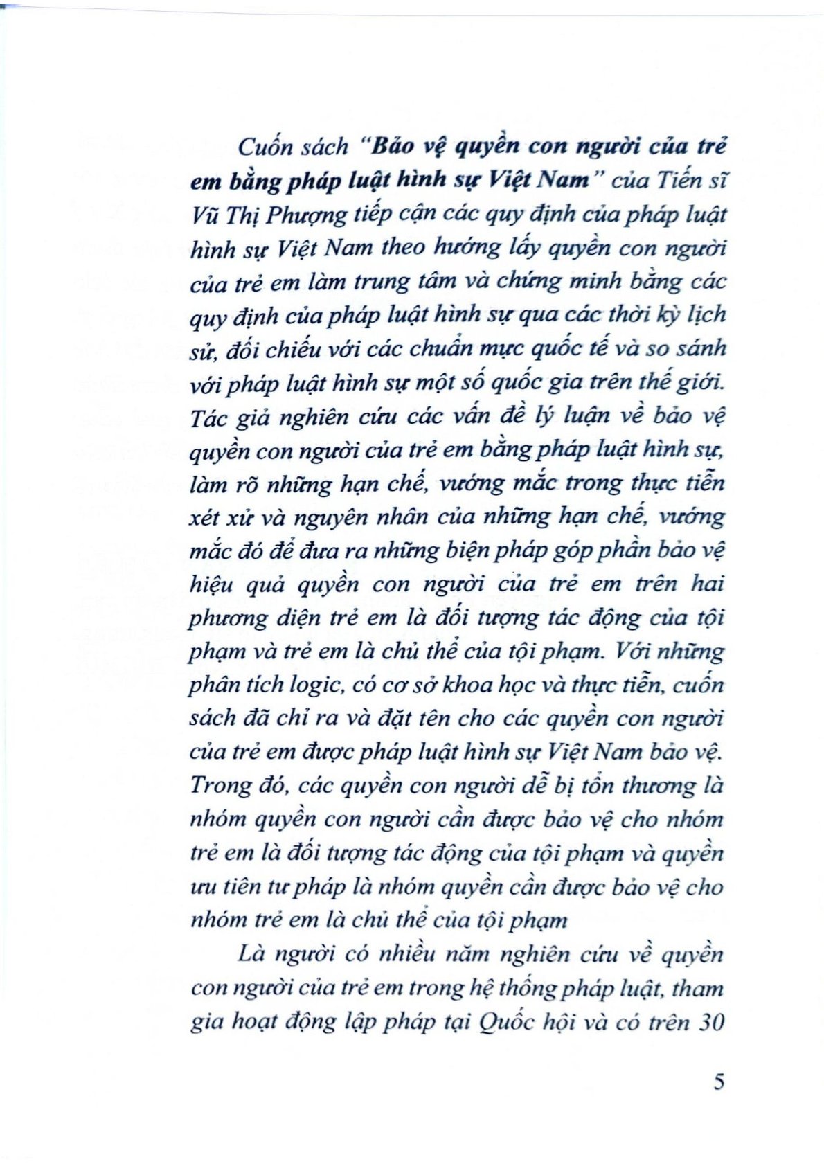 Bảo Vệ Quyền Con Người Của Trẻ Em Bằng Pháp Luật Hình Sự Việt Nam  - TS. Vũ Thị Phượng