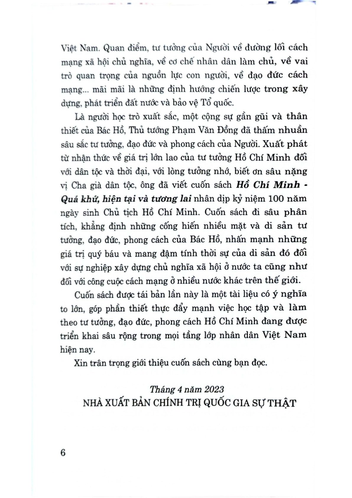 Hồ Chí Minh – Quá Khứ, Hiện Tại Và Tương Lai - Phạm Văn Đồng (CTQG)