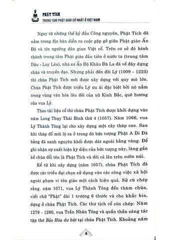  Phật Tích : Trung Tâm Phật Giáo Cổ Nhất Ở Việt Nam - Thượng tọa, TS. Thích Đức Thiện - ThS. Nguyễn Thái Bình (Đồng chủ biên) (CTQG) 