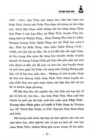  Phật Tích : Trung Tâm Phật Giáo Cổ Nhất Ở Việt Nam - Thượng tọa, TS. Thích Đức Thiện - ThS. Nguyễn Thái Bình (Đồng chủ biên) (CTQG) 