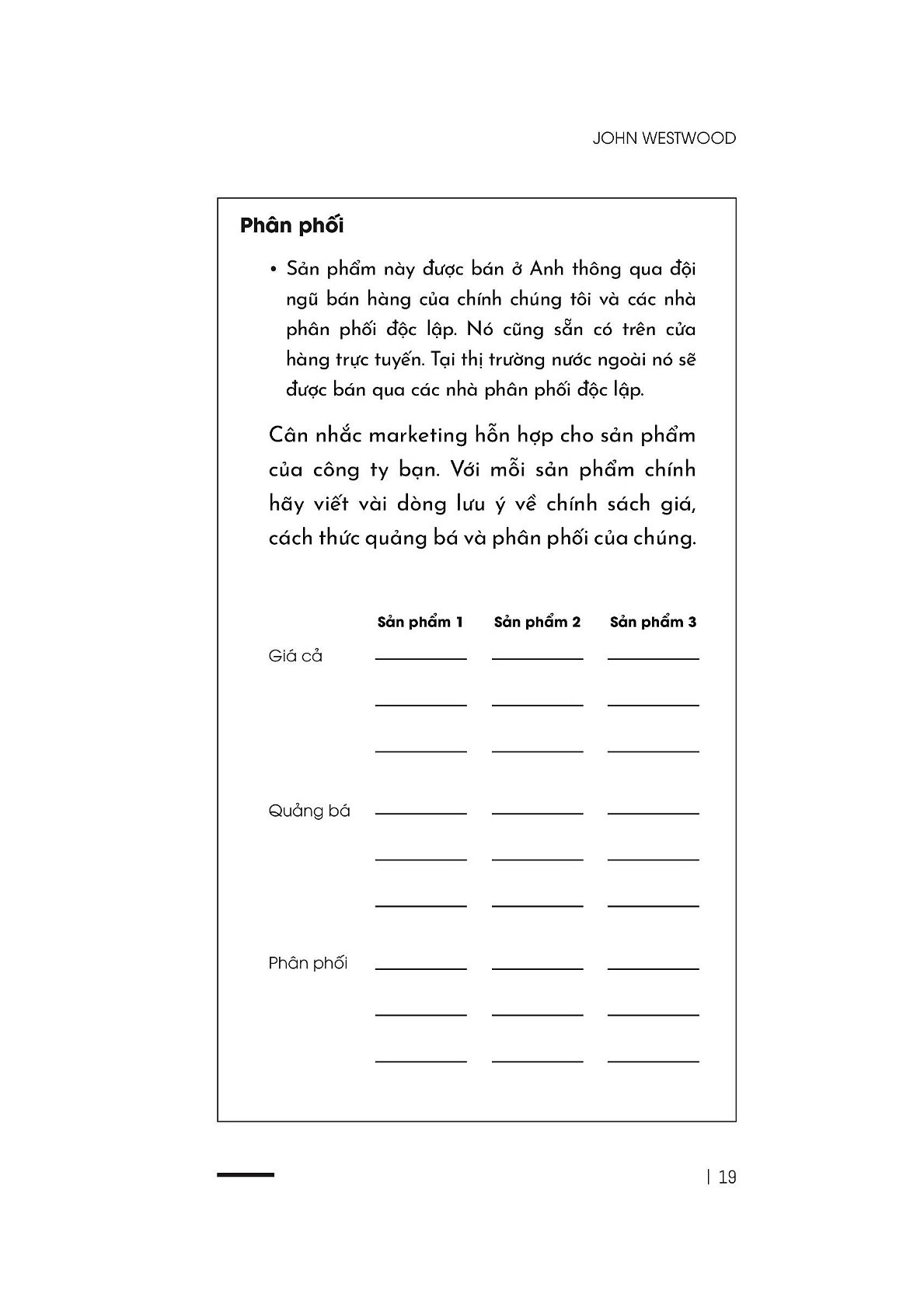 Marketing Plan - John Westwood