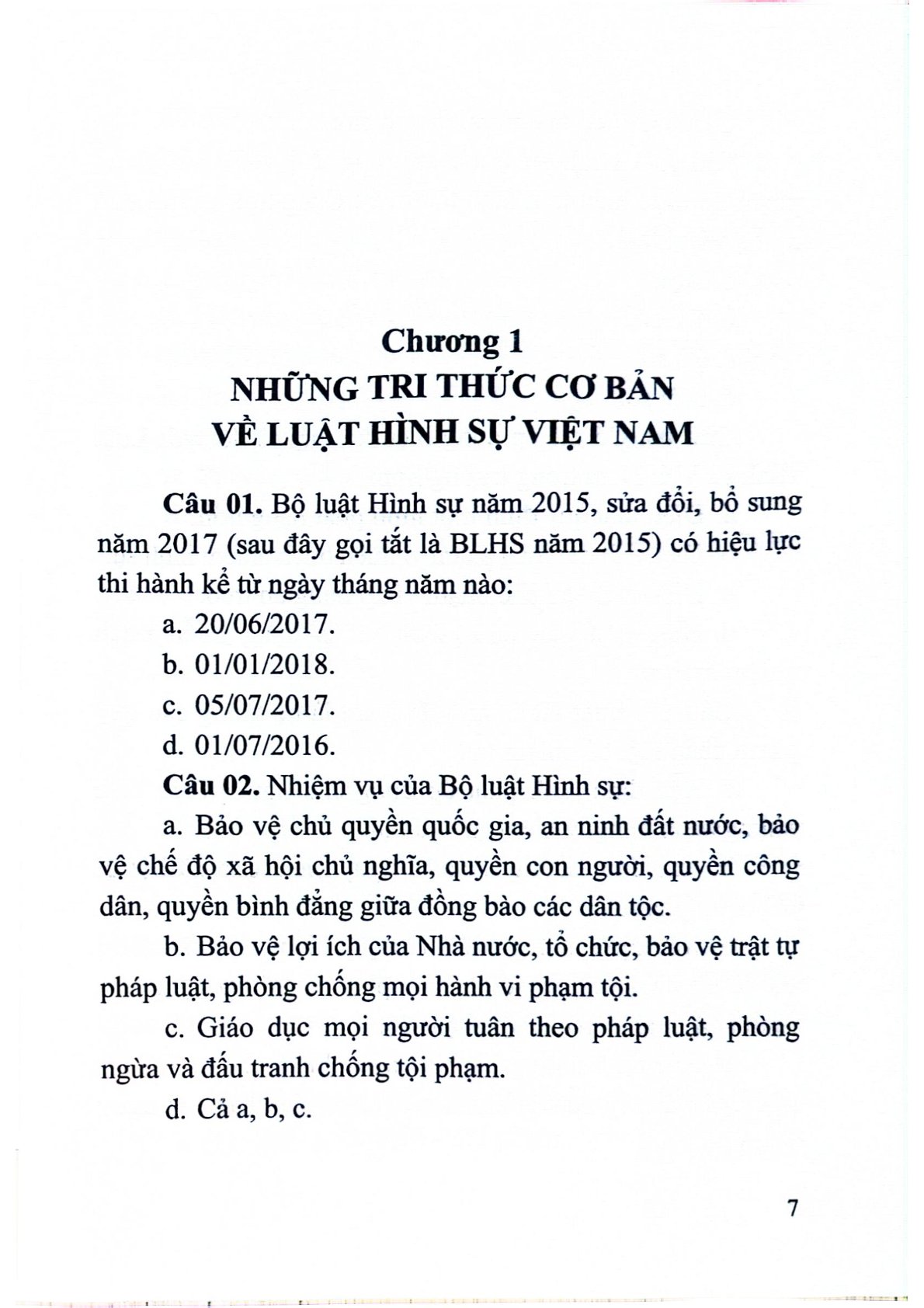 Trắc Nghiệm Luật Hình Sự Việt Nam (Phần Chung)  - TS.Đỗ Lường Thiện