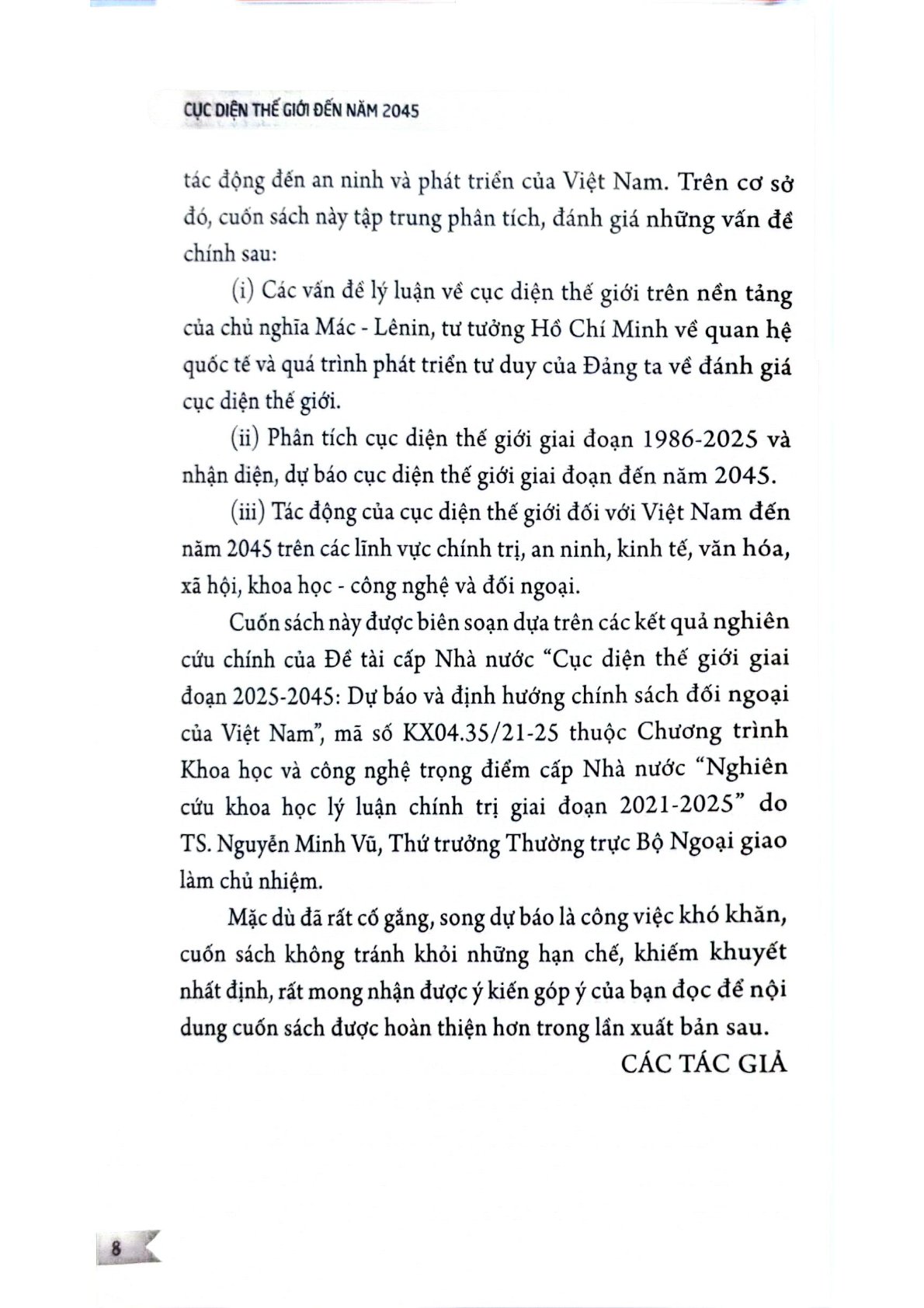 Cục Diện Thế Giới Đến Năm 2045 - TS. Nguyễn Minh Vũ 
(Chủ biên) (CTQG)