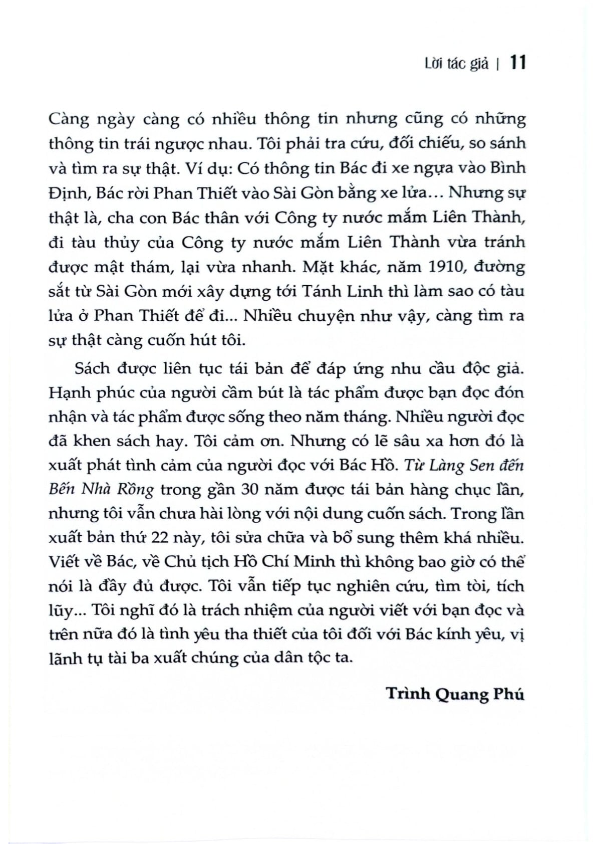 Từ Làng Sen Đến Bến Nhà Rồng (Ký) (Xuất Bản Lần Thứ 22, Có Sửa Chữa, Bổ Sung) - Trình Quang Phú (CTQG)