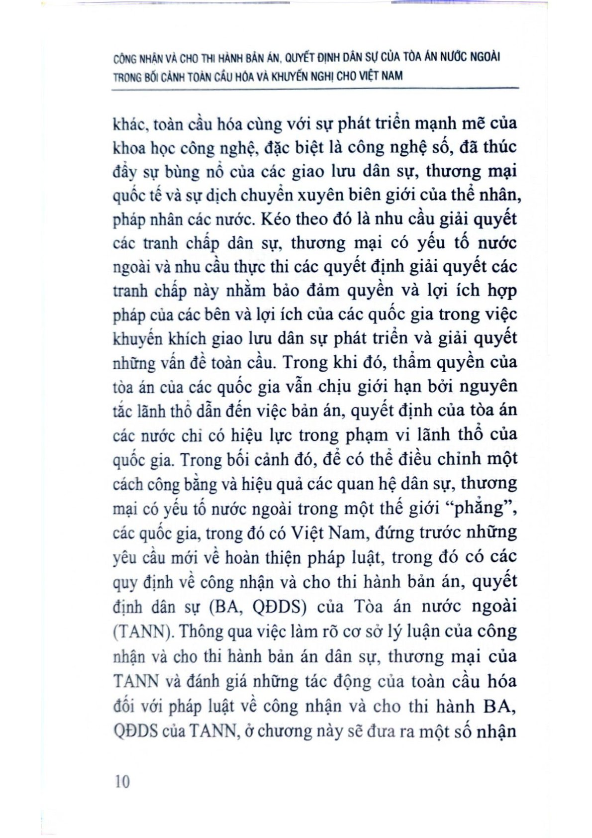 Công Nhận Và Cho Thi Hành Bản Án, Quyết Định Dân Sự Của Tòa Án Nước Ngoài Trong Bối Cảnh Toàn Cầu Hóa Và Khuyến Nghị Cho Việt Nam (Sách Chuyên Khảo)  - TS.Nguyễn Thu Thủy ( Chủ biên)