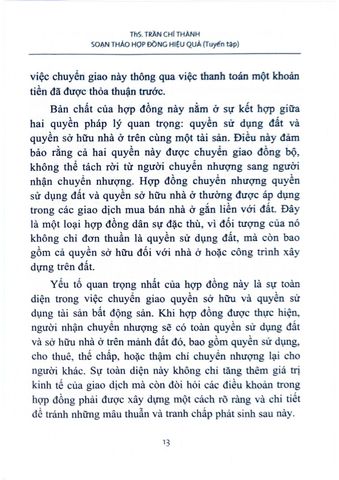  Soạn Thảo Hợp Đồng Hiệu Quả (Tuyển Tập) Hợp Đồng Chuyển Nhượng Quyền Sử Dụng Đất, Quyền Sở Hữu Nhà Ở Góc Nhìn Bên Nhận Chuyển Nhượng - ThS. Trần Chí Thành 
