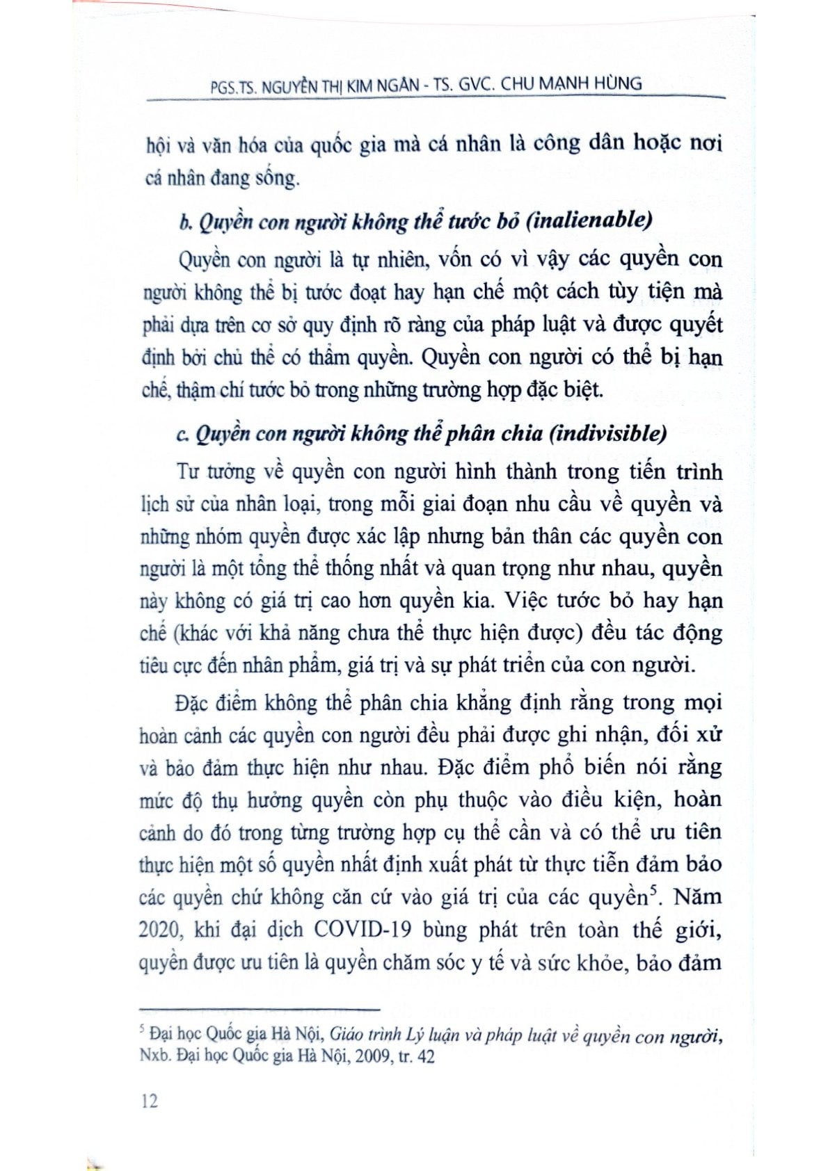 Quyền Con Người Trong Pháp Luật Quốc Tế Và Pháp Luật Việt Nam - PGS.TS.Nguyễn Thị Kim Ngân-TS.GVC.Chu Mạnh Hùng