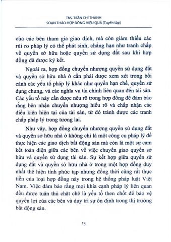  Soạn Thảo Hợp Đồng Hiệu Quả (Tuyển Tập) Hợp Đồng Chuyển Nhượng Quyền Sử Dụng Đất, Quyền Sở Hữu Nhà Ở Góc Nhìn Bên Nhận Chuyển Nhượng - ThS. Trần Chí Thành 