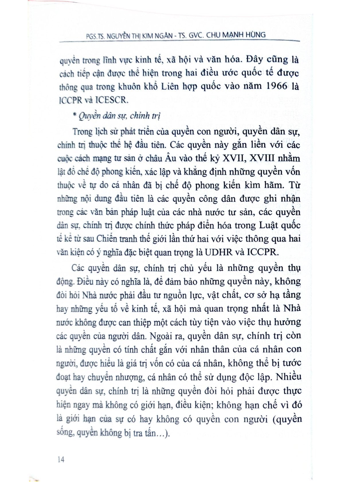 Quyền Con Người Trong Pháp Luật Quốc Tế Và Pháp Luật Việt Nam - PGS.TS.Nguyễn Thị Kim Ngân-TS.GVC.Chu Mạnh Hùng