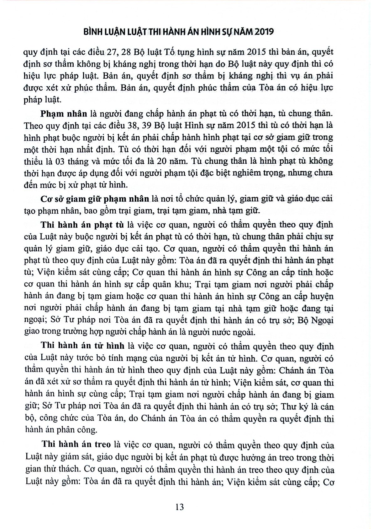 Bình Luận Luật Thi Hành Án Hình Sự Năm 2019 (Sách Chuyên Khảo) - Thượng tướng Lê Quý Vương