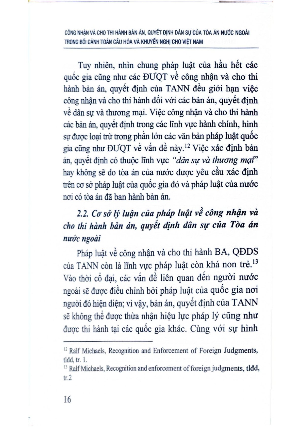 Công Nhận Và Cho Thi Hành Bản Án, Quyết Định Dân Sự Của Tòa Án Nước Ngoài Trong Bối Cảnh Toàn Cầu Hóa Và Khuyến Nghị Cho Việt Nam (Sách Chuyên Khảo)  - TS.Nguyễn Thu Thủy ( Chủ biên)