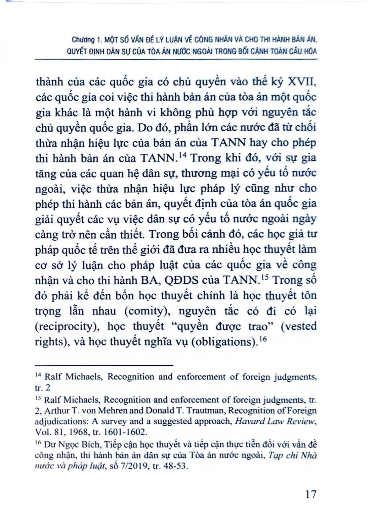 Công Nhận Và Cho Thi Hành Bản Án, Quyết Định Dân Sự Của Tòa Án Nước Ngoài Trong Bối Cảnh Toàn Cầu Hóa Và Khuyến Nghị Cho Việt Nam (Sách Chuyên Khảo)  - TS.Nguyễn Thu Thủy ( Chủ biên)