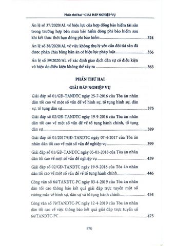  39 Án Lệ Và Các Giải Đáp Nghiệp Vụ Của Tòa Án Nhân Dân Tối Cao - Từ Năm 2016 Đến Năm 2020  - ThS. Tạ Đình Tuyên 